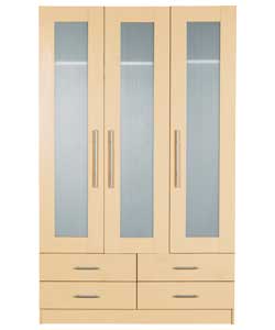 3 Door 4 Drawer Wardrobe - Maple