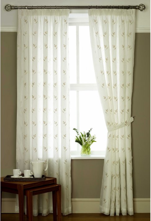 Champagne and Gold Lined Voile Curtains