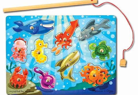 Melissa & Doug Magnetic Wooden Fishing Game with Magnetic Fishing Pole