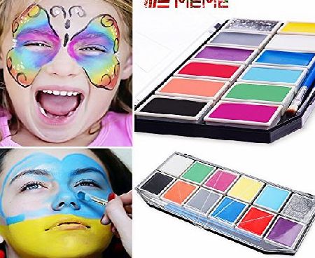 Meme Face Painting ,Meme Body Paint Set Professional Face Paint Palette For Kids amp; Adults 12 Colours: 2 Brushes, Stencils,Face Paint Guide Demos