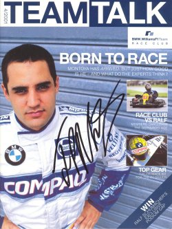 Memorabilia Juan Pablo Montoya Signed BMW Williams F1 Team Talk Magazine