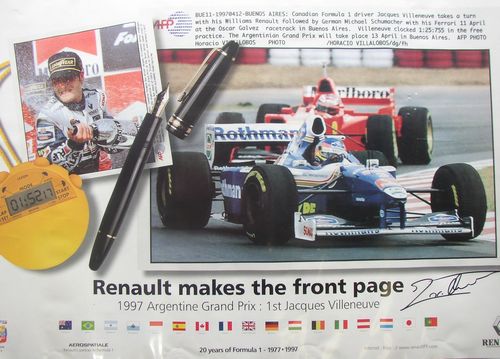 Memorabilia Posters Renault Makes the Front Page Poster Signed By Jacques Villeneuve