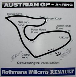 Memorabilia Signed Austrian GP A1 Ring Circuit Diagram