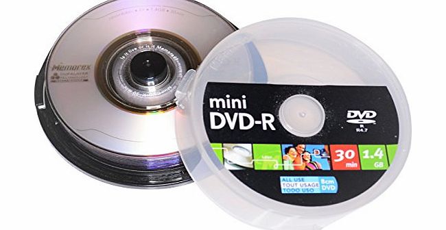 Memorex 10 8cm Mini Blank DVD-R Discs with Duralayer Technology Disc for scratch resistance (Media Code RITEK GO4 RITEKGO4) Ideal for Mini DVD Camcorders and Backups
