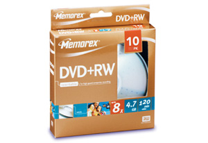 DVD+RW 4.7GB - 10 pack cakebox 8x