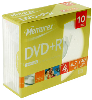 DVD RW 4.7GB 1x-4x - In Slim Jewel Case - 10 Pack