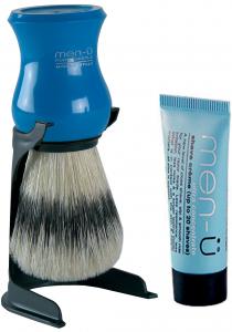 MEN-U BARBIERE SHAVING BRUSH and STAND - BLUE