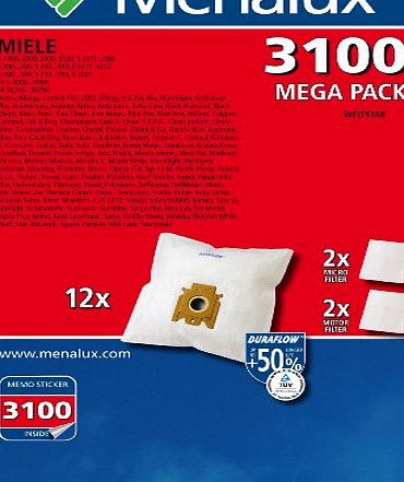 Menalux 3100 MP 12 x Vacuum Cleaner Bags with 2 Micro Filters