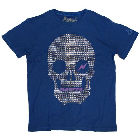 Joystick Junkies Pirate Skull Blue T-Shirt
