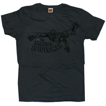 Spider Man Leaping Charcoal T-Shirt