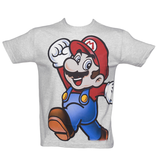 Mens Super Mario Punching The Air Grey