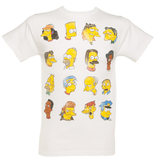 White Simpsons Faces T-Shirt