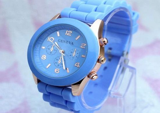 Menu Life Fashion Designer Ladies sports brand silicone watch jelly watch quartz watch for women men (Light blue)