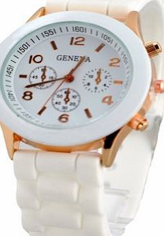Menu Life Hot sale New Fashion Designer Ladies sports brand silicone watch jelly watch quartz watch for women men (White)