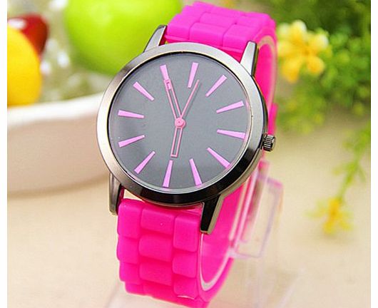 Menu Life Ladies Watch Classic Gel Crystal Silicone Jelly watch (Rose)