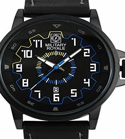 Menu Life Miliatry Royale Mens Find Quality Leather Strap Thunder Gear Dial Army Military Watch