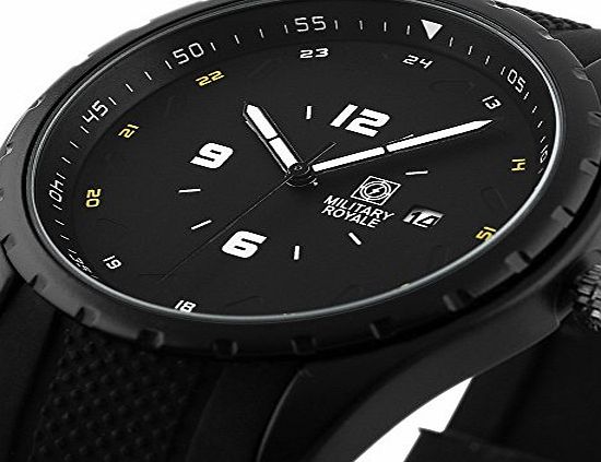 Menu Life Military Royale Mens GMT 24 Hours Display Auto Date Black Rubber Quartz Army Watch