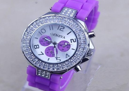 Menu Life New Fashion 12 colors Ladies brand GENEVA Watch Classic Gel Crystal Silicone Jelly watch (White)