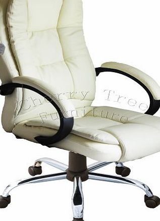 Meriden Furniture Company Ltd Modern Design High Back PU Leather Chrome Base Office Chair In three Colors (Cream)