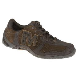 Male Circuit Grid Leather Upper Textile/Leather Lining Fashion Trainers in Brown