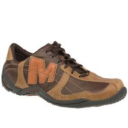 Male Ell Circuit Grid Leather Upper Fashion Trainers in Brown