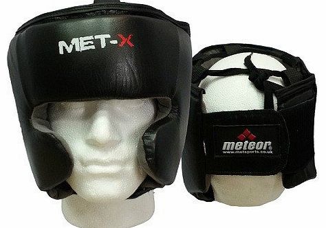 met-x  Leather Boxing Head Guard Black Small-XL (L/XL)