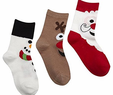 METZUYAN Childrens Boys Christmas Socks Cotton Rich Xmas Reindeer Penguin