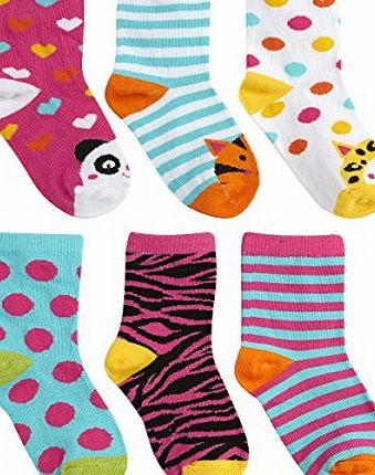 Metzuyan Ltd METZUYAN Girls Childrens Design Socks 3 Pack Cotton Rich Fun Patterns Colourful