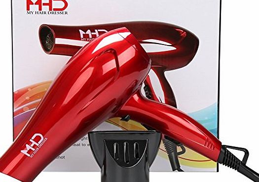 MHD Professional Ionic Hair Dryer 2 Speed 3 Heat Cool Button 1.8 cable UK Plug