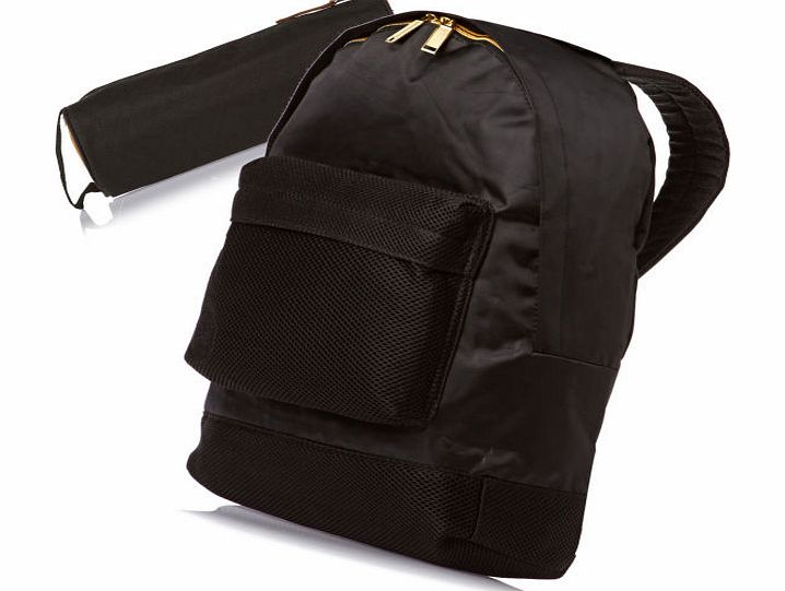 Mi-Pac Satin Mesh Backpack   Pencil Case - Black