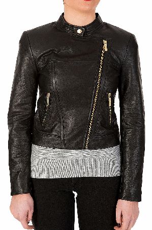 Michael Kors Leather Moto Jacket Black