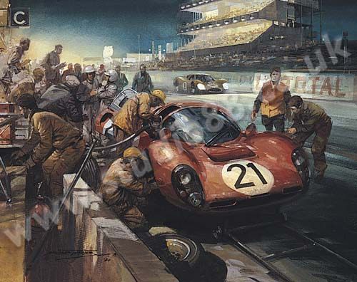 Michael Turner Night Stop at Le Mans - Parkes Print