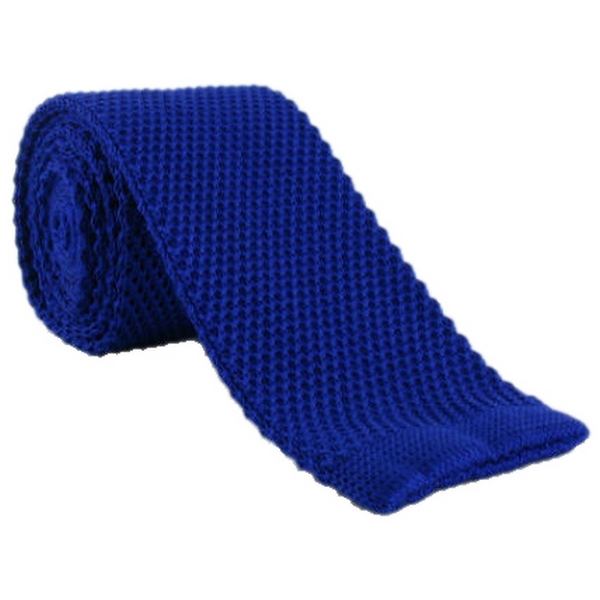 Blue Skinny Silk Knitted Tie by Michelsons