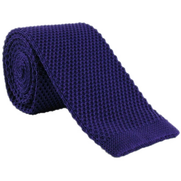 Purple Skinny Silk Knitted Tie by Michelsons