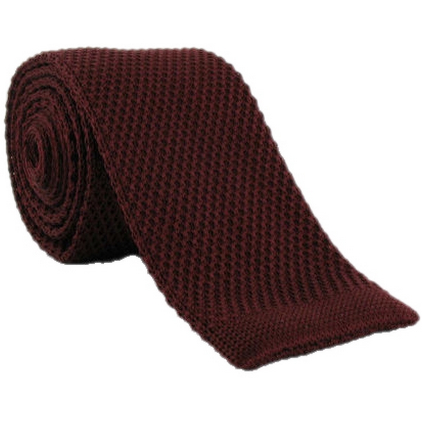 Wine Skinny Silk Knitted Tie by Michelsons