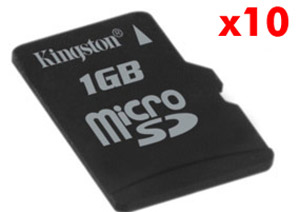 Secure Digital (MicroSD/Transflash) Memory Card - 1GB - Kingston - VALUE 10 PACK