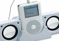 Micropix - White Portable Folding Speakers for iPhone, iPod, iPad, Mac, iMac, Ipod Video, Touch, Classic, Nano (All Generations), Mini, Shuffle, CD Player, Laptop etc