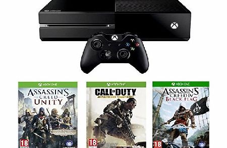 Microsoft UK Ltd Xbox One Console with Assassins Creed Unity, Black Flag and Call of Duty: Advanced Warfare