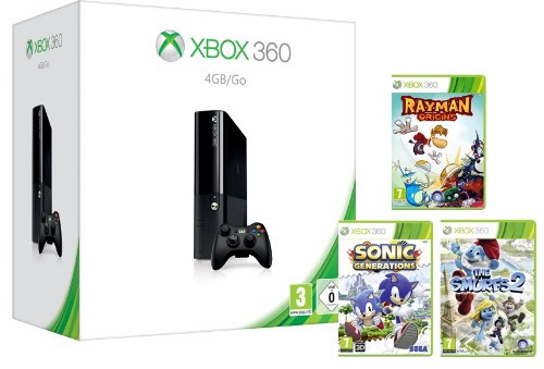 Xbox 360 4GB Console with Wireless Controller and 3 Game Family Pack (Xbox 360)