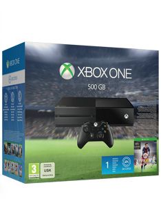 Microsoft Xbox One 500GB Console (Black) with FIFA 16 on