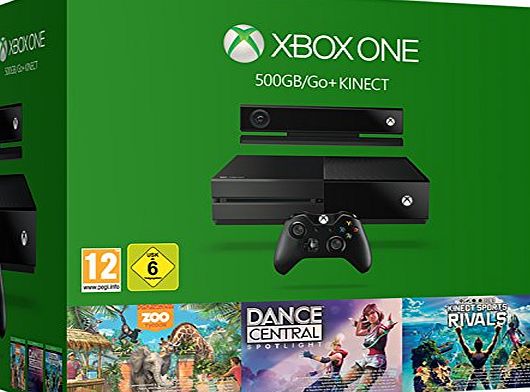 Microsoft Xbox One 500GB Console with Kinect - 3 Game Value Bundle (Kinect Sports Rivals, Zoo Tycoon and Dance Central)