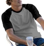 Hanes Short Sleeve Baseball Tee, Slate Grey/Black, S