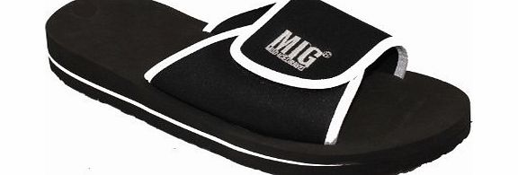 MIG Mens Waterproof Flip Flip Shower Sports Sandals Size 6 to 12 UK HOLIDAY GYM etc (8 UK MENS, White amp; Black)
