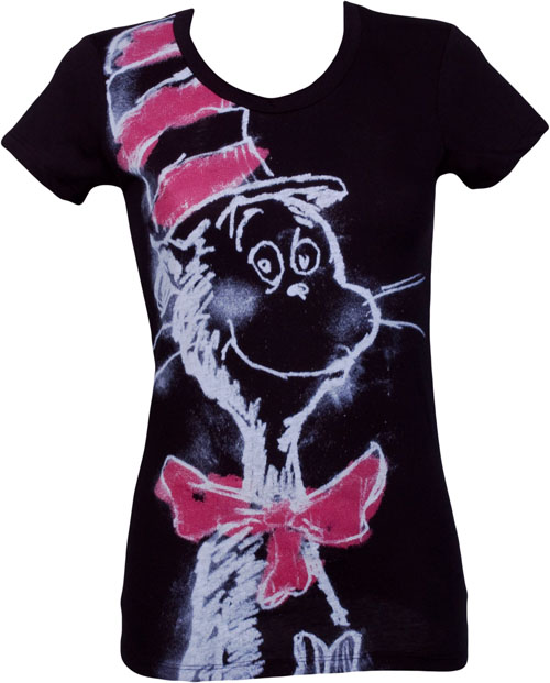 Cat In The Hat Blackboard Print Ladies Dr Seuss T-Shirt from Mighty Fine