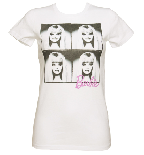 Ladies White Barbie Photocopy T-Shirt from