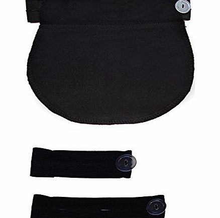 Mija Arts Set of 3: Maternity Pregnancy waistband ADJUSTABLE elastic waist extender (Black)