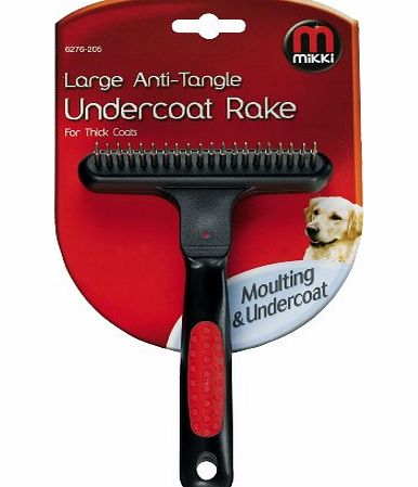 Mikki Grooming Anti-tangle Undercoat Rake, Soft Grip Handle, Large