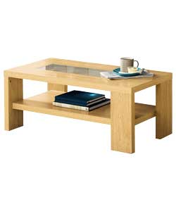 Beech Effect Coffee Table with Glass