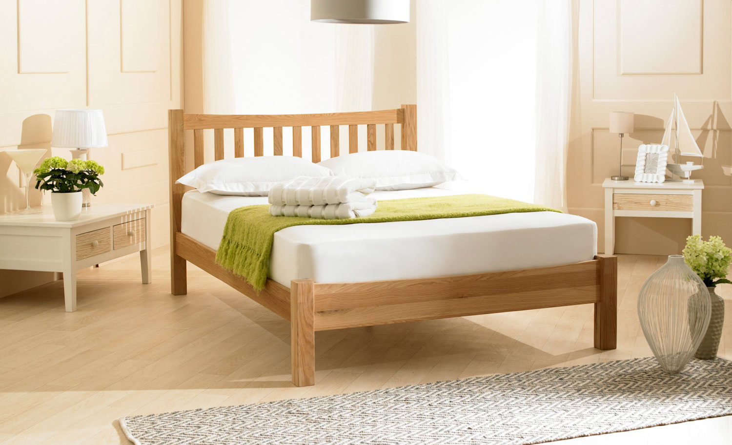 Milan Oak Bed - (multiple sizes) (Milan Oak King