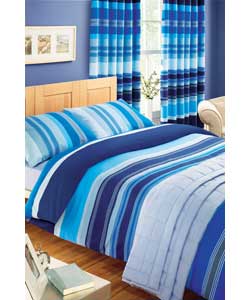 milan Stripe Bed in a Bag Blue Double Bed